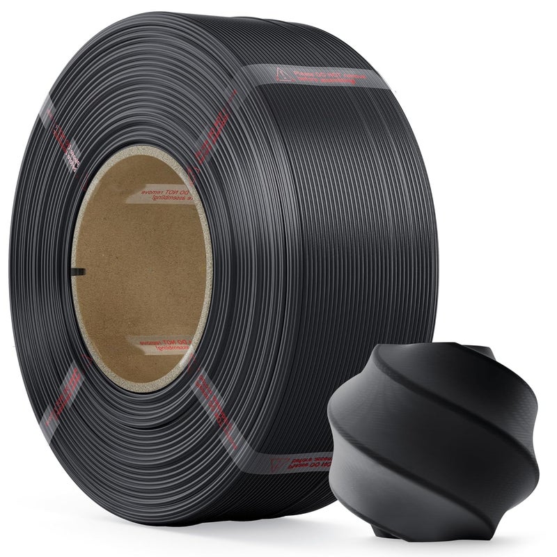 MarsWork PLA Filament 1.75mm PLA 3D Printer Filament(Refill),1kg Refill for Reusable Spools(2.2lbs),Premium Quality 3D Printing Filament for Bambu lab 3D Printers,Black - Image 1
